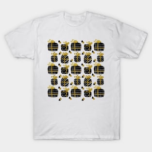 Black and gold giftboxe pattern T-Shirt